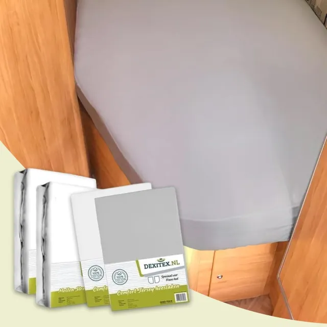 dexitex Textielpakket Frans bed 2 x Molton / 1 x hoeslaken WIT + 1 x hoeslaken LICHT GRIJS - LINKS 2 x molton/ 1 x Wit hoeslaken + 1 Lichtgrijs hoeslaken