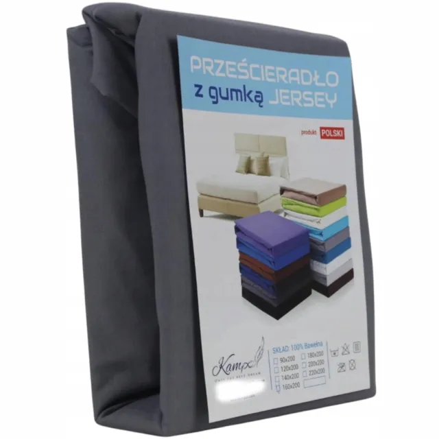 Kam-Pol Jersey Hoeslaken VIP 30cm Katoen Donkergrijs 100x210cm