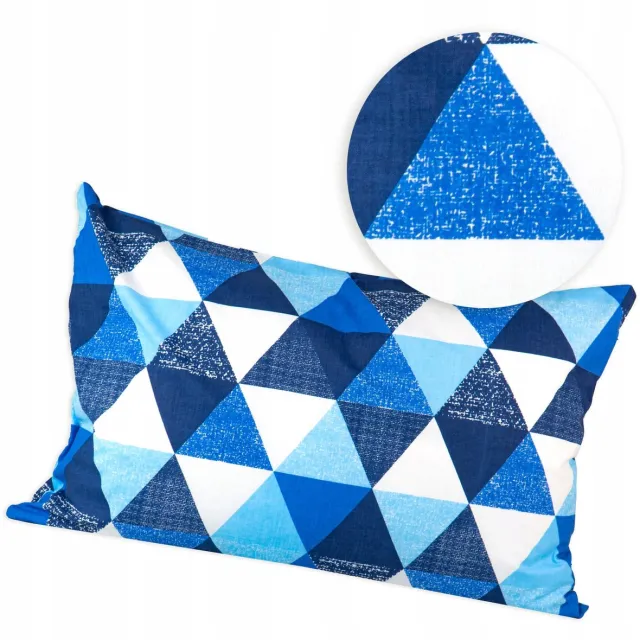 Kussensloop 40x60 cm - Blauwe en grijze driehoekjes Blauw en grijs