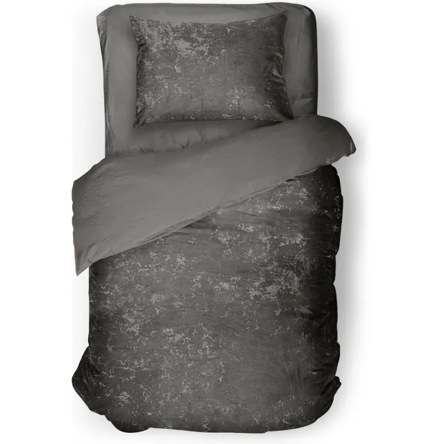 Eleganzzz Dekbedovertrek Crushed Velvet - Dark Grey - Dekbedovertrek 140x200/220cm - 100% Velvet - Eenpersoons dekbedovertrekken - Effen Dekbedovertrek