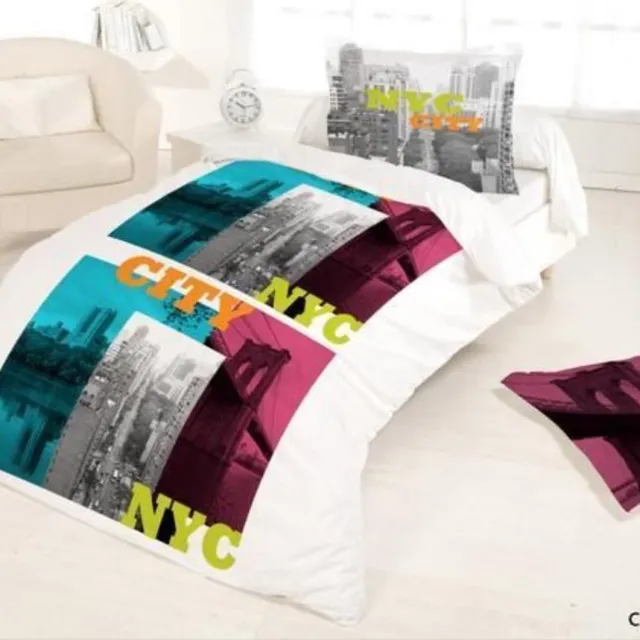 Better Nights 1-Persoonsdekbedovertrek City NYC 140x200cm wit