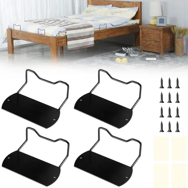 YAGXIG Set van 4 matrasstoppers - Matrasbevestigingsstang - Voorkomt dat de matras verschuift - Antislipclip - Antislipbevestiging voor matras - Bevestiging zonder boren - Geschikt voor de meeste zachte matrassen - 10 cm zwart