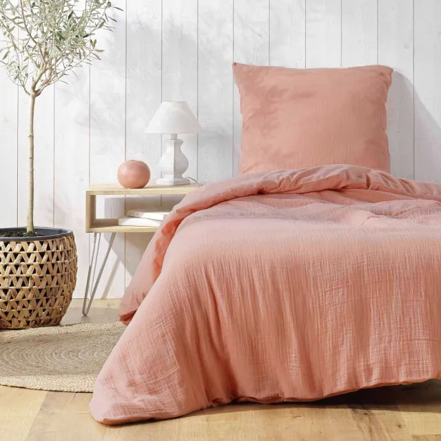 Douceur d intérieur Douceur d'intérieur - Katoenen beddengoedset met structuur ANGELIA, 140 x 200 cm Roze