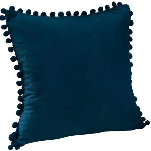 QUVIO Kussenhoes met bolletjes - Fluweel - 50 x 50 cm - Donkerblauw