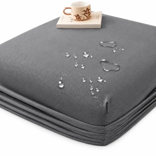 SWGOTA 3-delige set met waterdicht hoeslaken 153 x 203 cm en 2 kussenslopen, donkergrijs, geborstelde stof, voor matrassen tot 30 cm hoog