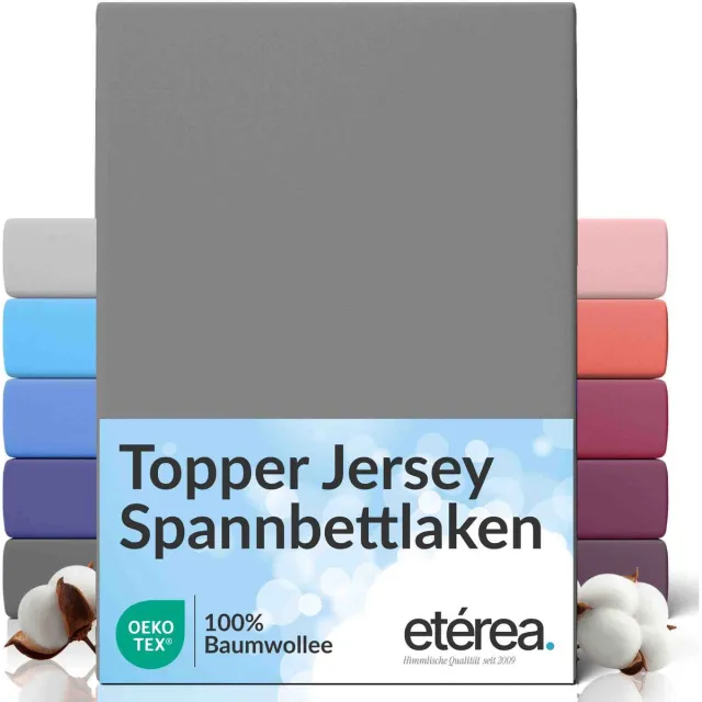 etérea Himmlische Qualität etérea Topper Jersey Hoeslaken 100x200 - 120x200 cm Oekotex Made in Green - 100% katoen - Rang Grijs
