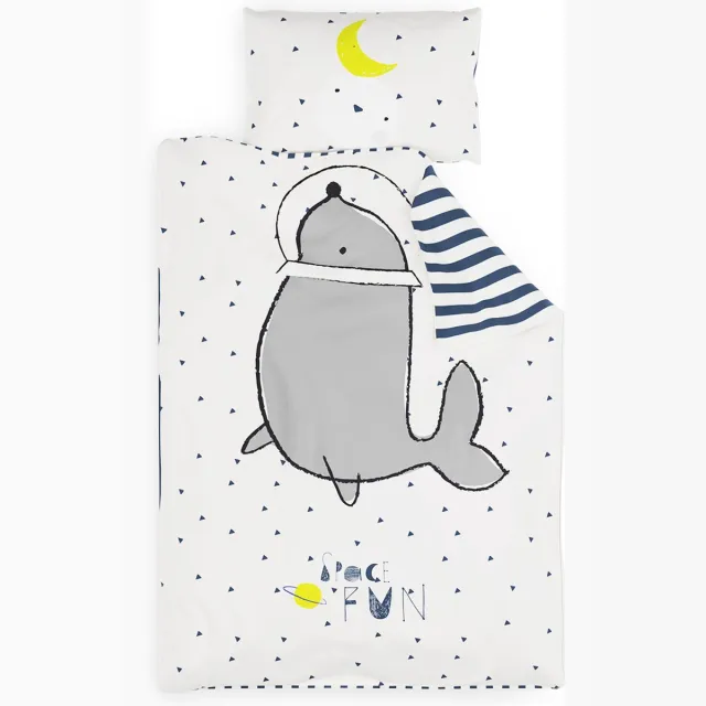 Sleepwise Kinderbeddengoed | OEKO-Tex gecertificeerd 2-delig beddengoed kinderen met kussensloop | Extra zacht microvezel kinderbeddengoed set met ritssluiting | Space fun Zee in de ruimte