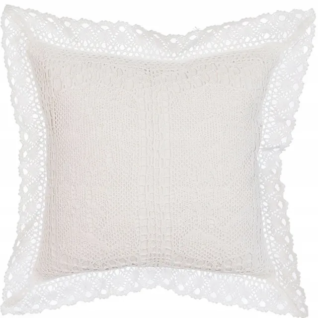 Markizeta Wit Katoenen Sierkussenhoes 40x40 cm met Kant - Boho Stijl