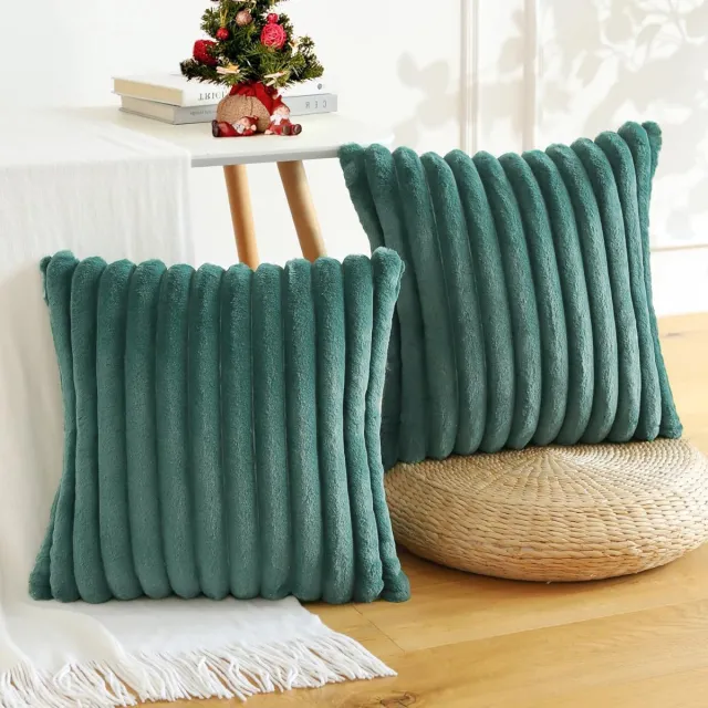 OKWISH Kussenslopen – Fluwelen Kussensloop Set Met Zachte Sierkussenslopen, Decoratieve Kussenslopen Voor Woonkamer En Bed – Donkergroen – 50x50 cm