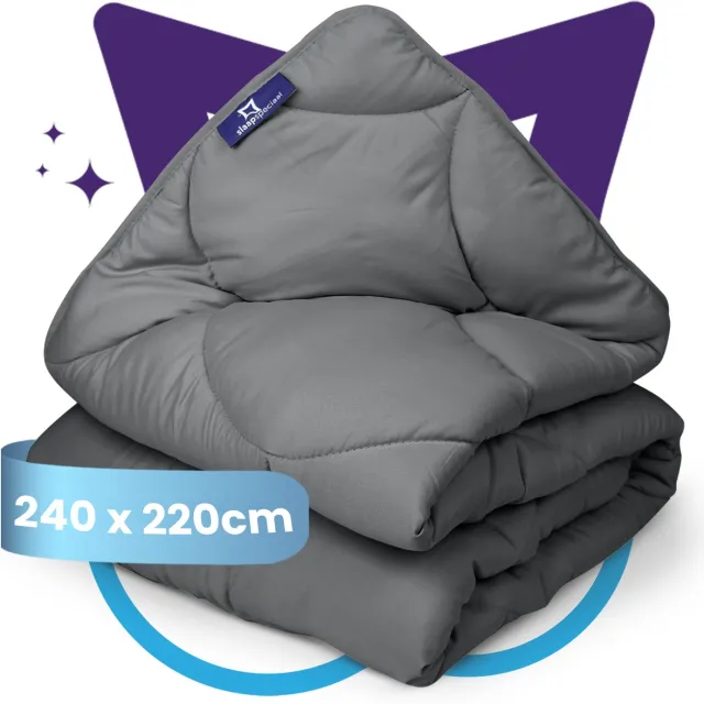 Slaapspeciaal Eazydekbed Essential Antraciet - Wasbaar Dekbed - Dekbed zonder Overtrek - Hoesloos Dekbed - All Year Dekbed - 2 in 1 Dekbed - Dekbed met Vaste Overtrek - Gekleurd Dekbed - 200x200 cm