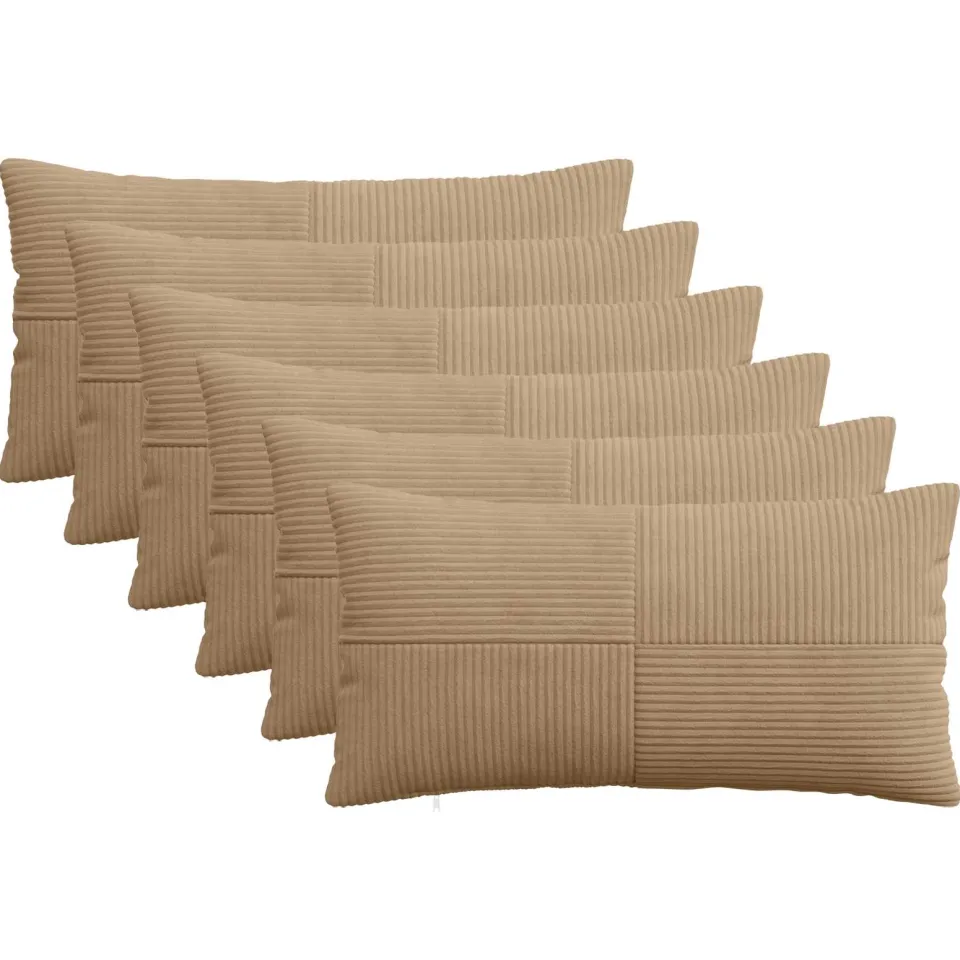 vidaXL Kussensloop 6 st ALMELO Bruin 40 x 70 cm corduroy, foto 3