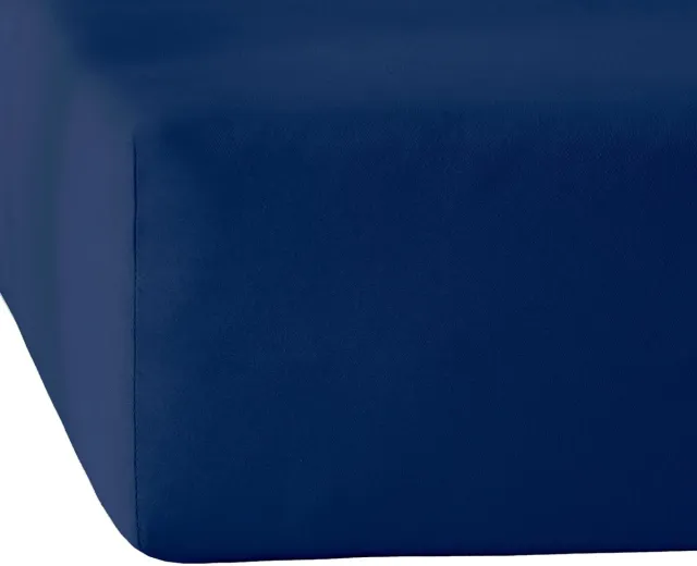 Moodit Hoeslaken Alina Uni Navy Blue - 140 x 200 cm - Katoen Jersey Blauw