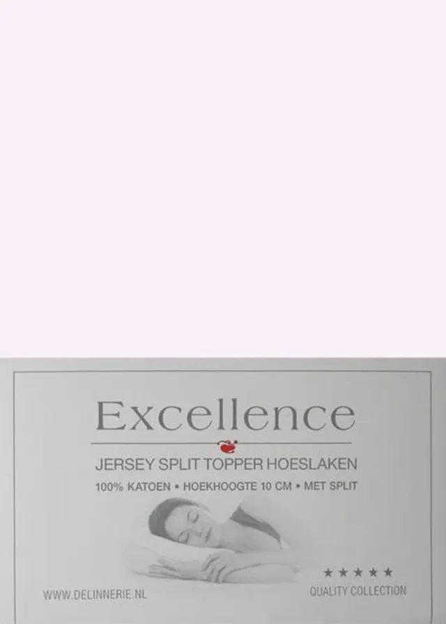 Excellence Jersey Split Topper Hoeslaken - Tweepersoons - 160x200/210 cm - Soft Pink