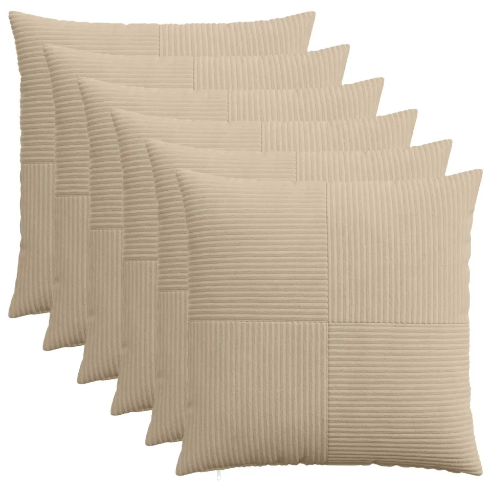 vidaXL Kussensloop 6 st ALMELO Taupe 55 x 55 cm corduroy, foto 3
