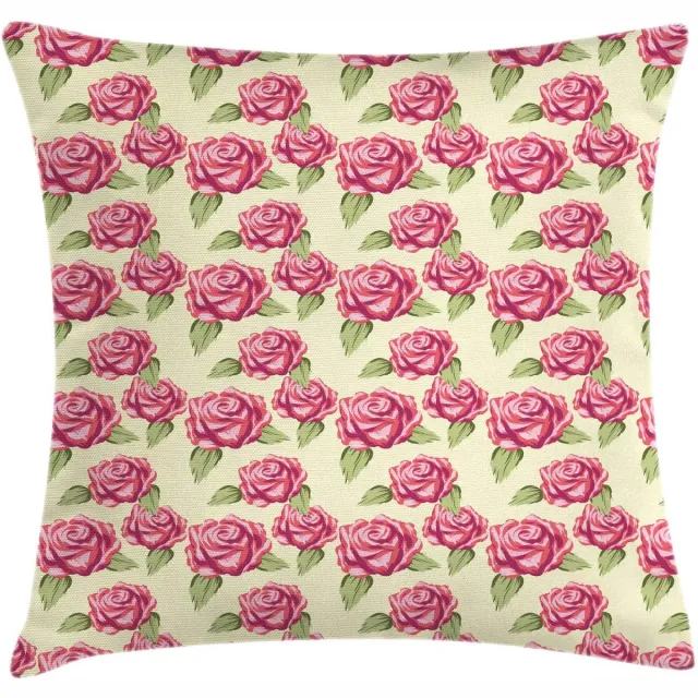 ABAKUHAUS Roze Kussenhoes – Decoratieve Kussenhoes – 60x60 cm – Crème Pistache, beidseitig bedrukt Creme Pistazie