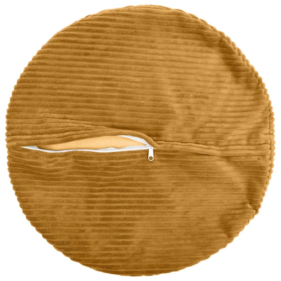 vidaXL Kussensloop 2 st HEERLEN Geel Dia. 50 cm corduroy, foto 4