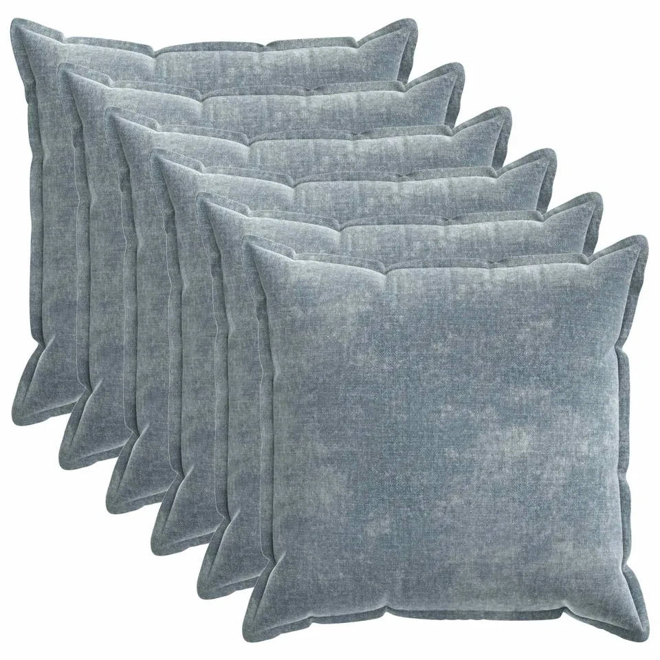vidaXL Kussensloop 6 st HOUTEN Lichtblauw 55 x 55 cm Chenille Stof blauw, foto 3