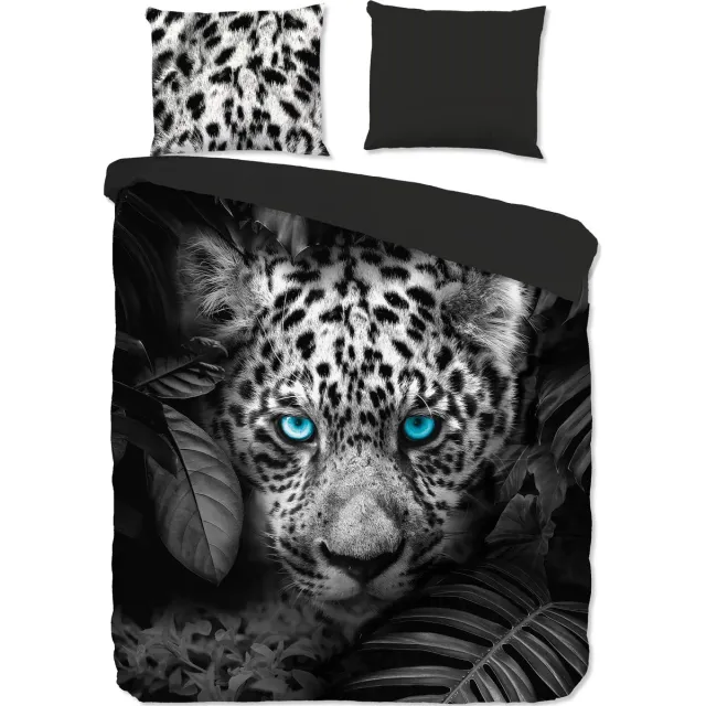Cheqo Dekbedovertrek 200x220 cm - Luipaard Print - Zwart/Wit - 2 Persoons - 100% Zacht Microfiber NTBB