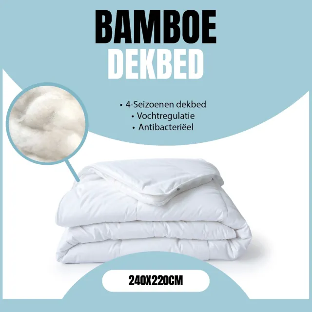 Eleganzzz 100% Bamboe Viscose 4 Seizoenen Dekbed - 240x220 - Zomerdekbed & Winterdekbed - Anti Allergie - 500 gr/m2 - 4 Seizoenen Dekbed 240x220 - Lits Jumeaux Extra Lang - Dekbedden Wit