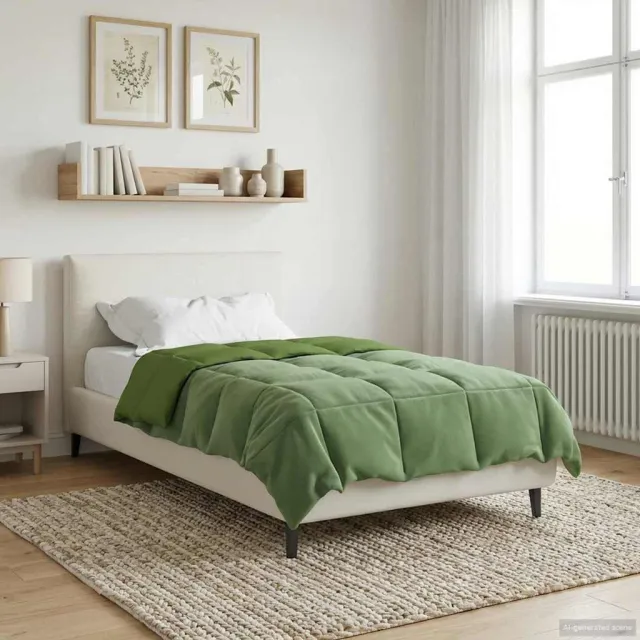 vidaXL Vol jaar dekbed 155 x 200 cm Microfiber (100% polyester) Groen