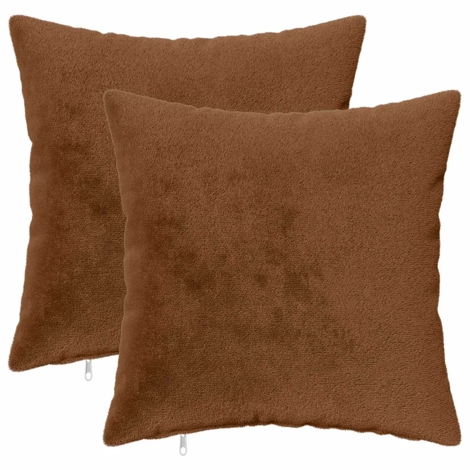 vidaXL Kussensloop 2 st HEERLEN Licht Bruin 50 x 50 cm Flanel