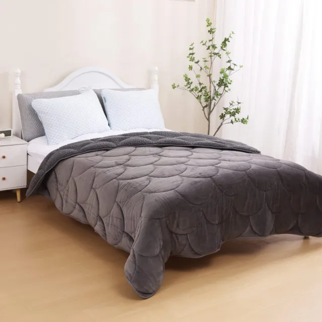 Beau Maison Velvet Sherpa Comfort Dekbed - 140x200 cm - Grey - All Year Grijs