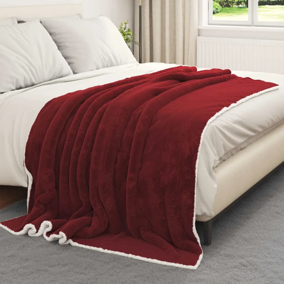 vidaXL plaid Bordeaux Rood 200 x 150 cm 1,64 kg Fleece, foto 3