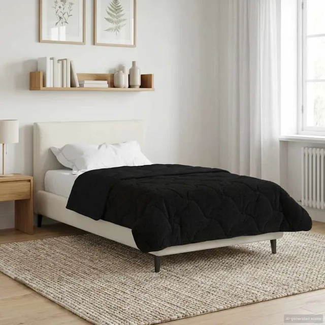 vidaXL Zomer Dekbed 135 x 200 cm Zomer Zwart Ademend