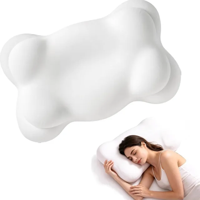 FLITI Wolk Kussen - Ergonomisch Cervicaal Steunkussen van Memory Schuim met Ademende Wasbare Hoezen - Dubbele Hoogte - voor Zij, Rug- & Buikslapers - Wit - 1 Stuk