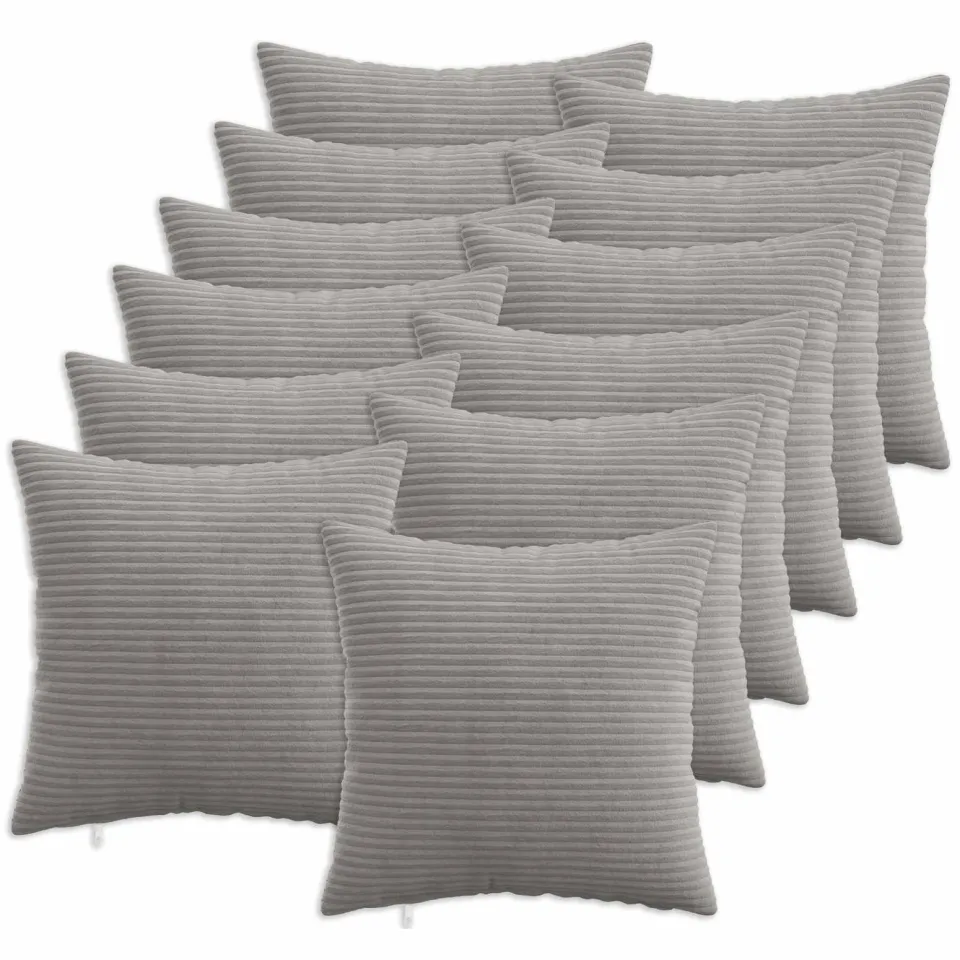vidaXL Kussensloop 12 st HEERLEN Lichtgrijs 45 x 45 cm corduroy, foto 3