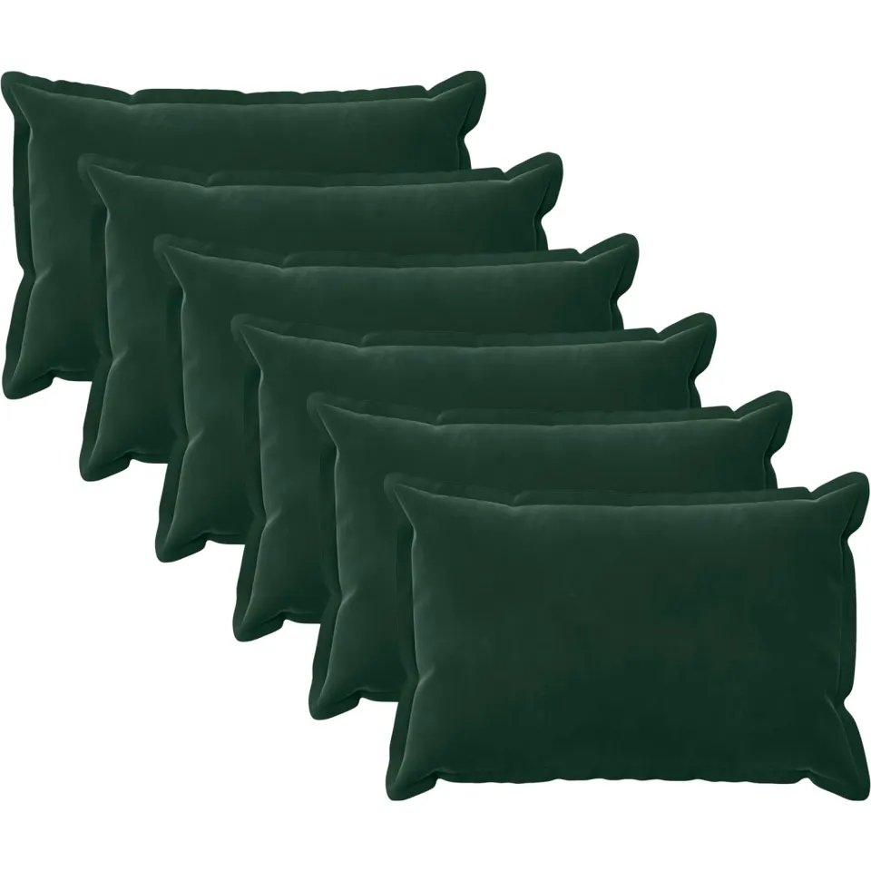 vidaXL Kussensloop 6 st HOUTEN Donkergroen 30 x 50 cm Fluweel groen, foto 3