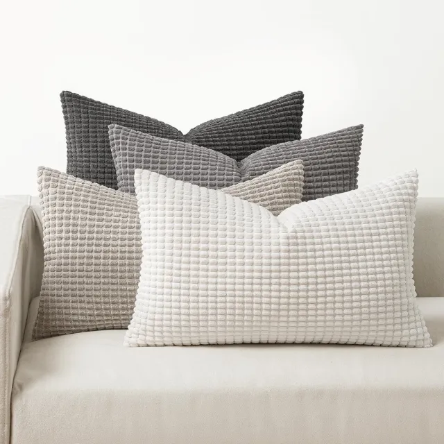 Unyqoos Set van 4 stijlvolle grijze kussenslopen voor bank, woonkamer en slaapkamer, 40 x 60 cm wit