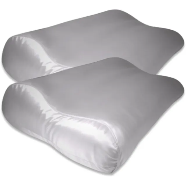 Silk Heaven Voordeelset 2x 100% Zijden kussensloop Licht Grijs Ergonomisch - 19MM - 30x50cm - Satijn geweven zijden kussensloop - Anti acne kussensloop - Silk Heaven - 30x50cm Lichtgrijs