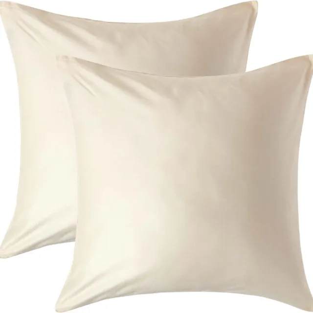 Homescapes Biologisch Kussensloop 60x60 cm – Set van 2 – Crème – 100% Egyptisch Katoen Satijn – Draaddichtheid 400