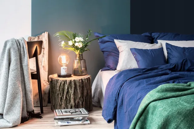 HOP Design 2x Katoenen Kussensloop 50x80 cm met Rits - Gedempt Blauw