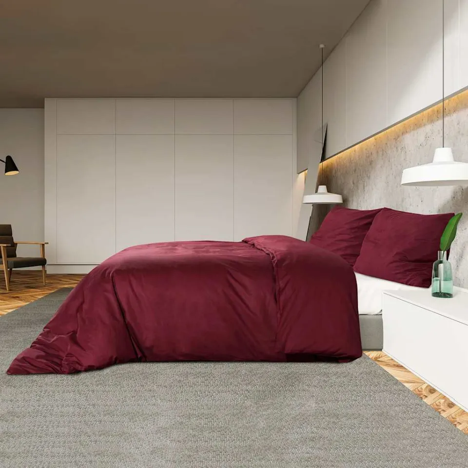vidaXL Dekbedovertrekset lichtgewicht 140x200 cm microvezel bordeaux, foto 4