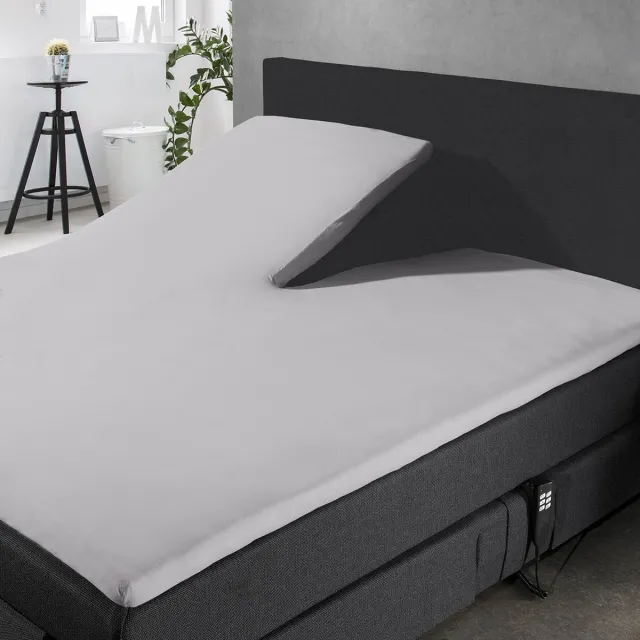 Eleganzzz Splittopper Hoeslaken Jersey Stretch - Licht Grijs - Hoeslaken 180x200cm - 100% Katoen - Split Enkel - Single Split Topper - Hoeslakens - Lits Jumeaux
