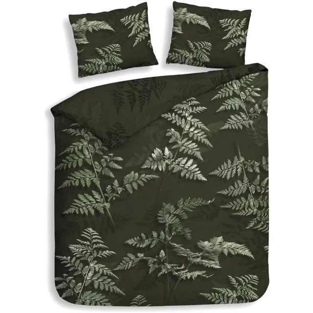 Heckettlane Dekbedovertrek Rua - Forest Green - Dekbedovertrek van 100% Katoen-Satijn - Dekbedovertrek 260x200-220 cm - Lits-Jumeaux XL - Puketi