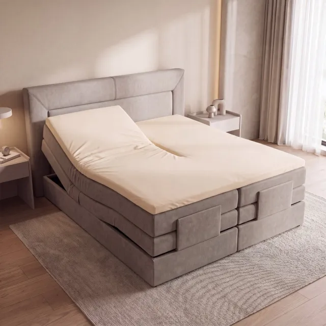 Saphira COMFORT Split Topper Hoeslaken – Jersey – Crème – 160x200/220 cm – 100% Katoen – 160 GSM – Matrashoogte 10-25 cm – 360° Elastiek