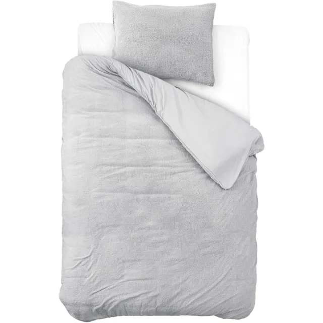 Sleeptime Teddy Dekbedovertrek - 140x200/220 + 1 kussenslopen 60x70 - Grijs - Tweepersoons