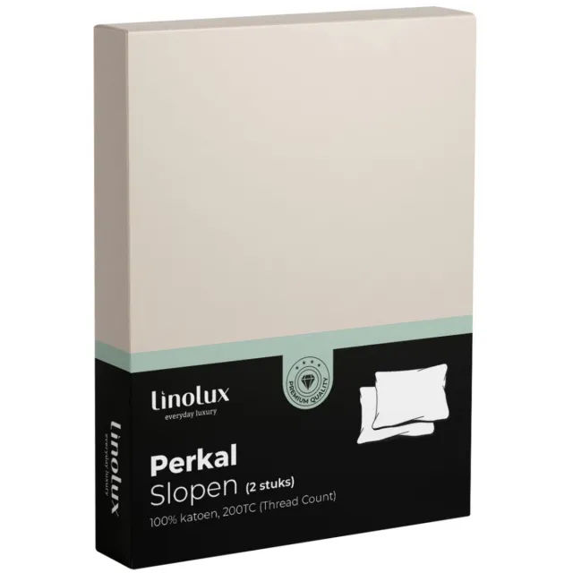 Linolux Kussensloop Katoen Perkal Natural 2x 60x70