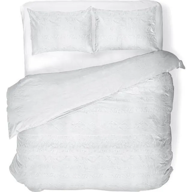 Yellow Candida - Dekbedovertrek - Eenpersoons - 140x200/220 cm + 1 kussensloop 60x70 cm - White