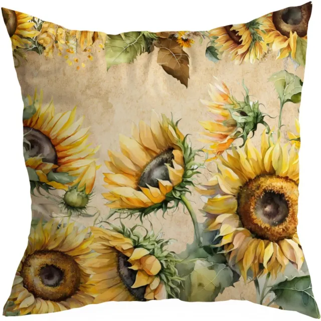 HomeView Decoratieve Kussenhoes 45x45cm - Zonnebloemen - Lente Design Multicolor