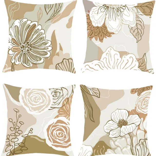 Ibenzoa Kussenhoezen Set van 4 met Retro Bloemenpatroon voor Slaapkamer en Woonkamer Decoratie