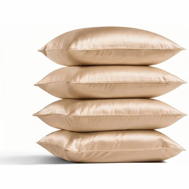 Silk Heaven 4x Zijden Kussensloop 45x65cm Donker Champagne Ritssluiting 19 Momme - Kussensloop set - Luxe Silk Kussensloop 100% moerbei zijde - Zijde kussensloop - Silk Heaven - 45x65cm (voor ergonomische kussens 40x60cm) / Ritssluiting