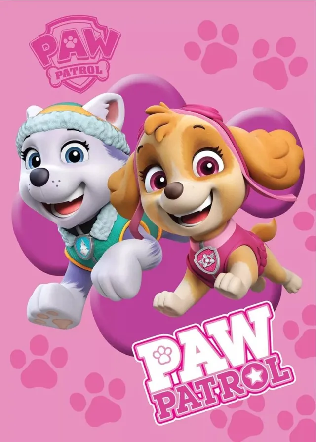 PAW Patrol fleece plaid Paws - 100 x 140 cm (Roze)