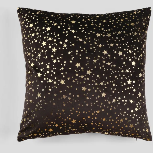 home&you Decoratieve Kussensloop 45x45 cm - Glamour Stijl Zwart Zwart met gouden accenten