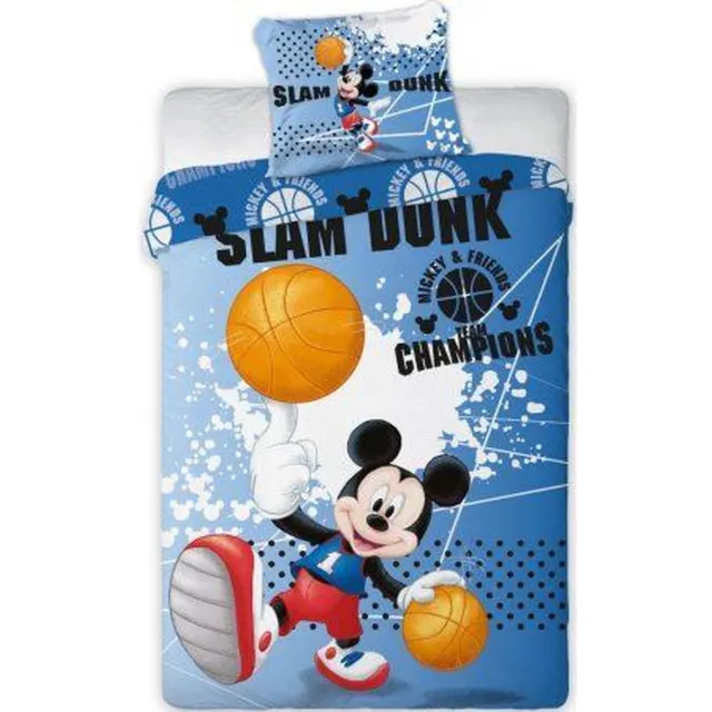 Disney Mickey Mouse Dekbedovertrek Slam Dunk - Eenpersoons - 140x200 cm - Blauw