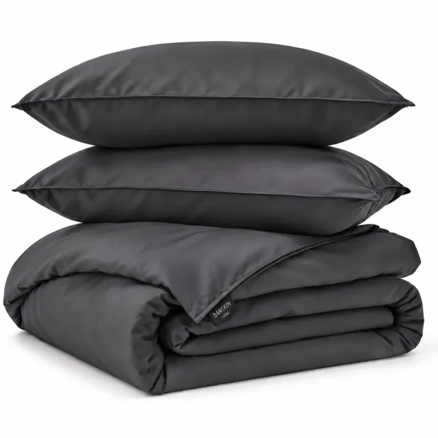 Bamskin Living Bamboe Viscose - Dekbedovertrek Set - Bamboe Viscose 300TC - Donkergrijs - Premium Kwaliteit - Incl. 2 kussenslopen - Super luxe verpakking