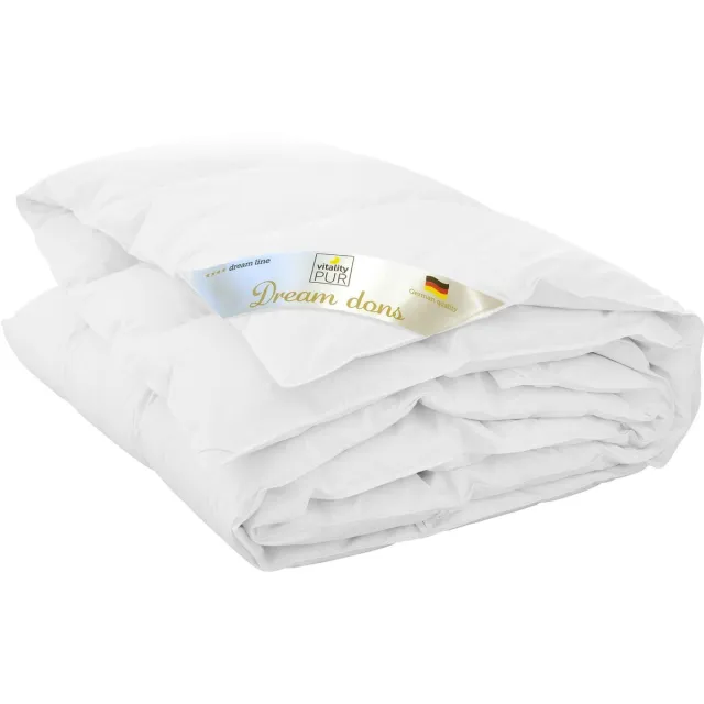 Vitality Pur Dons All Year Dekbed - 200x220 - Tweepersoons - Enkeldekbed Voor Alle Seizoenen - Dons & Veren Dekbed - Anti Huisstofmijt & Allergie (NOMITE) - Warmteklasse 3 - Zomer & Winterdekbed wit